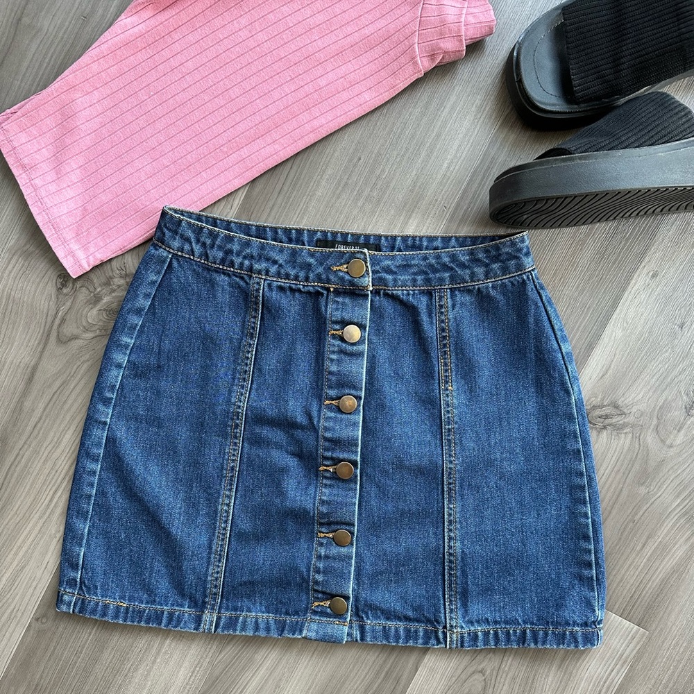 Button-Down Jean Skirt